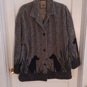 Gray Fleece Jacket with Black Lab Silhouette Womens Size Medium